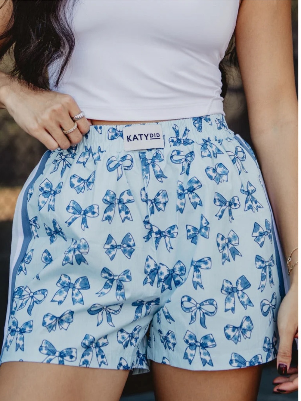 New! Katydid Toile Coquette Bows Blue Boxer Shorts Size XL